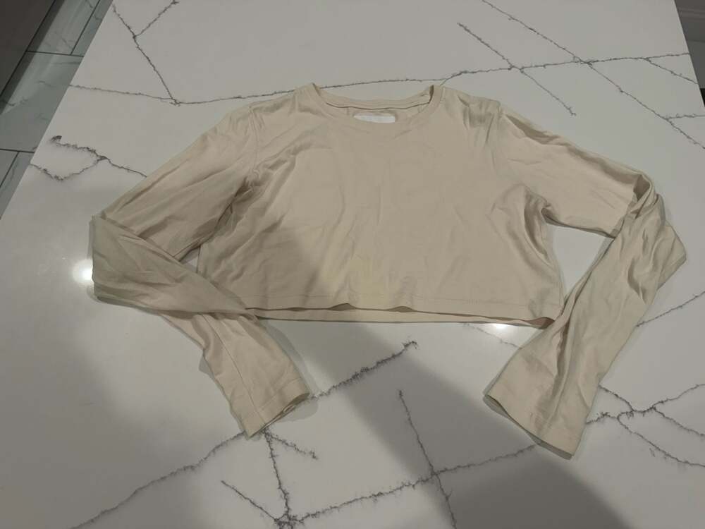 Talentless Women's Long Sleeve Crop Top in Beige